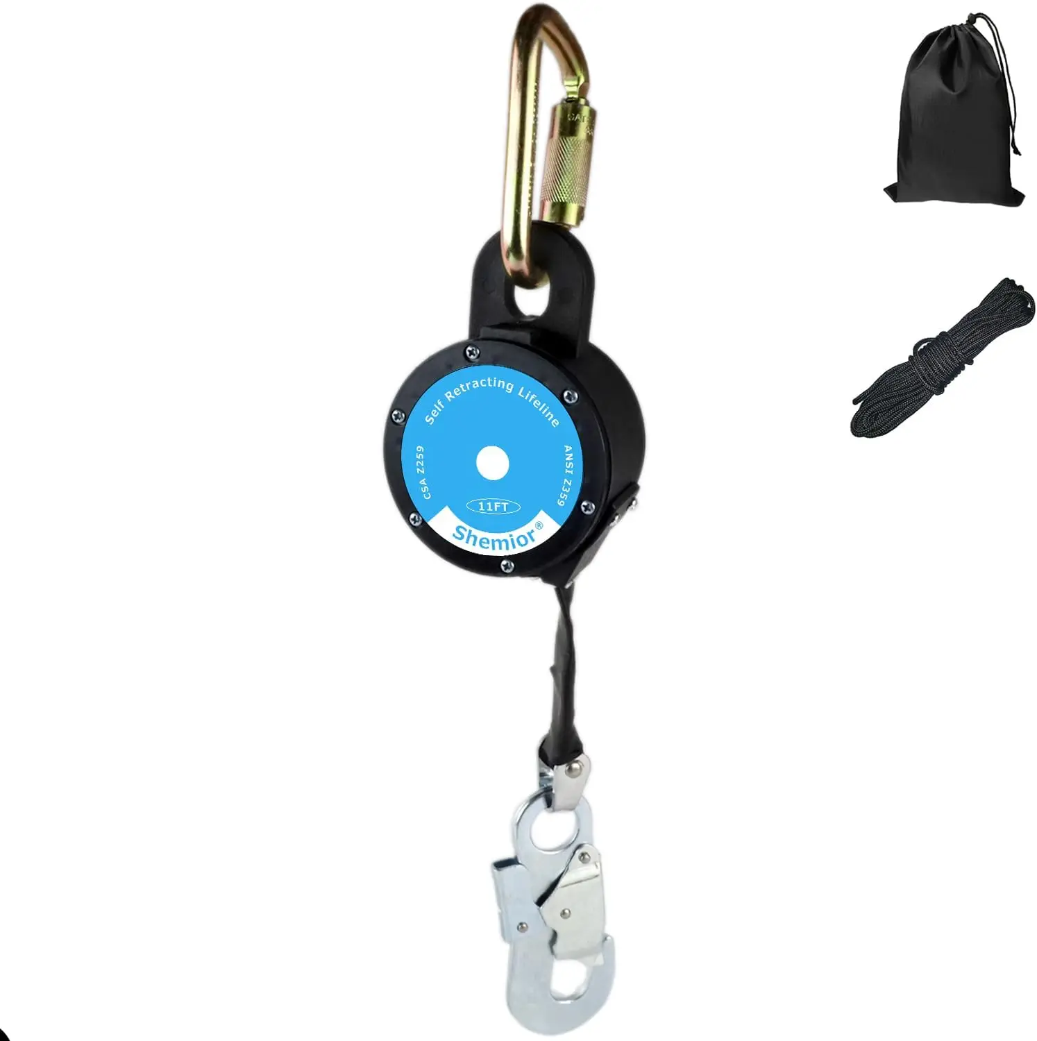 

11FT Self-Retracting Lifeline, Tangle-Free Lightweight SRL for Roofing Safety, OSHA/ANSI Compliant Fall Arrest Gear