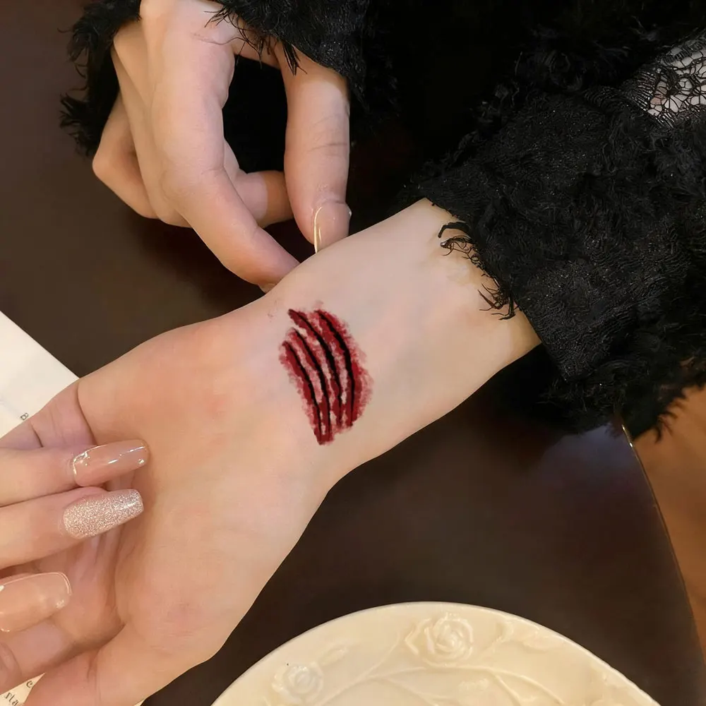 30 pezzi di cicatrice impermeabile tatuaggio finto ragnatela trucco viso di Halloween tatuaggio tatuaggio temporaneo