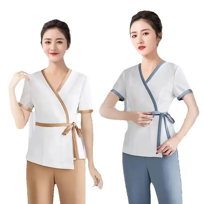 

Женская рабочая одежда, брюки, костюм с принтом логотипа для отеля, официанта, салона красоты, спа, массажа, маникюра, бани для ног, технический комбинезон, униформа