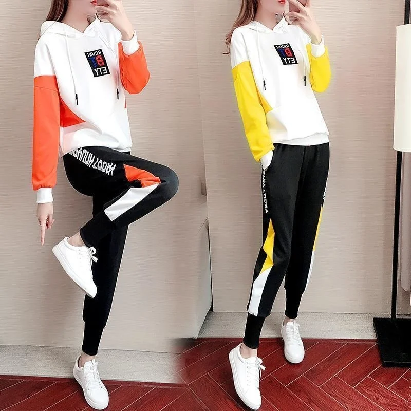 Women\'s Sports Suit 2022 Spring Autumn New Plus Size Clothing Korean Style Casual Fashion Student Sweater And Pants 2 Piece Set