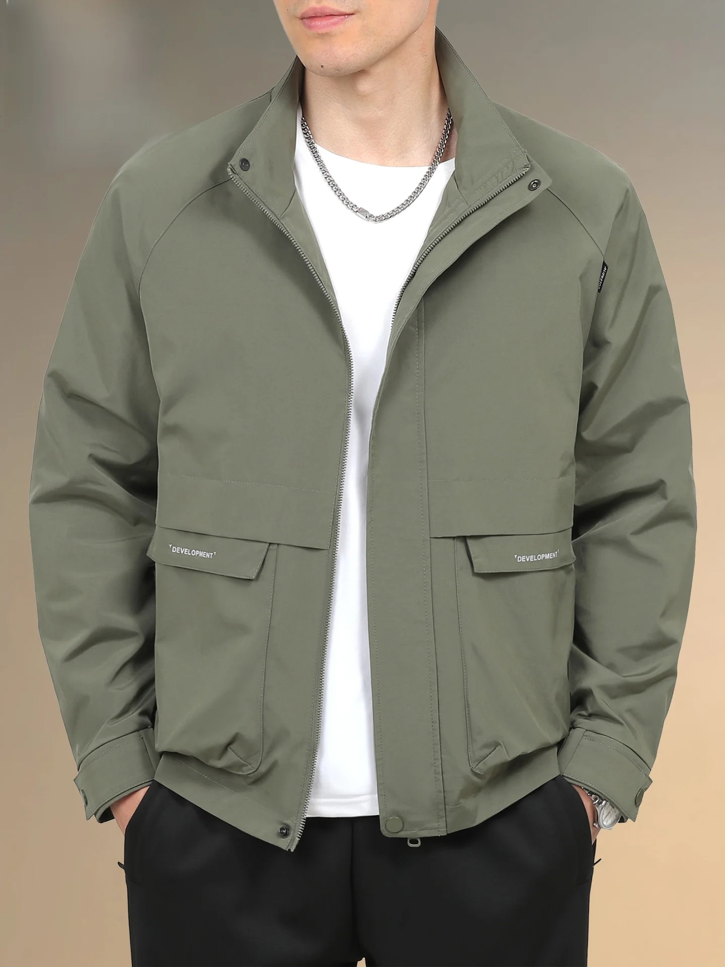 

Pierre Cardin Men's Sli Jaet Outerwear 2025 Spring Autumn Trendy All-Match Letter Korean Version Stand Collar Workwear Top