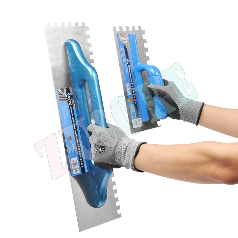 Кельма Jumbo с квадратным зубцом, 19 дюймов, нержавеющая сталь с закрытой деревянной ручкой для плитки большого формата