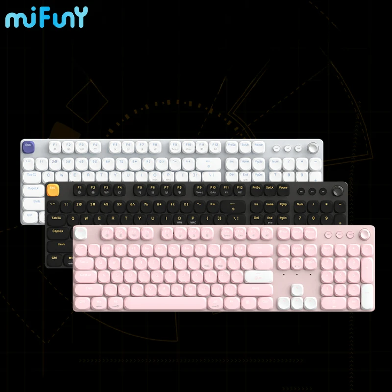 

MiFuny IR104 Mechanical Keyboard Low Profile Layout Keyboards Custom Tri Mode Hot Swap Bluetooth Keyboard for Office Gaming Gift