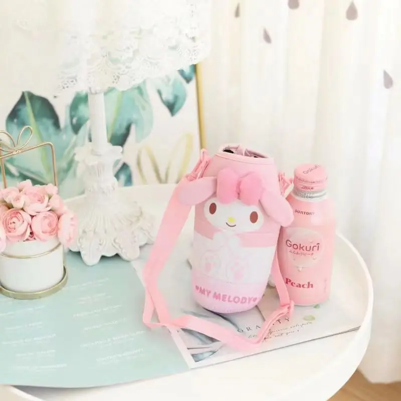 سانريو كارتون كوب ماء حقيبة Kawaii مرحبا كيتي ميلودي كورومي كوب قارورة عازلة واقية كم دمية سحر هدية للأطفال الأصدقاء