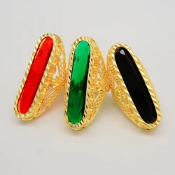 Ethiopia Dubai Big Gold Color Ring Exaggerate Crystal Ring Morocco Banquet Wedding Ring Statement Jewelry Crystal Gift