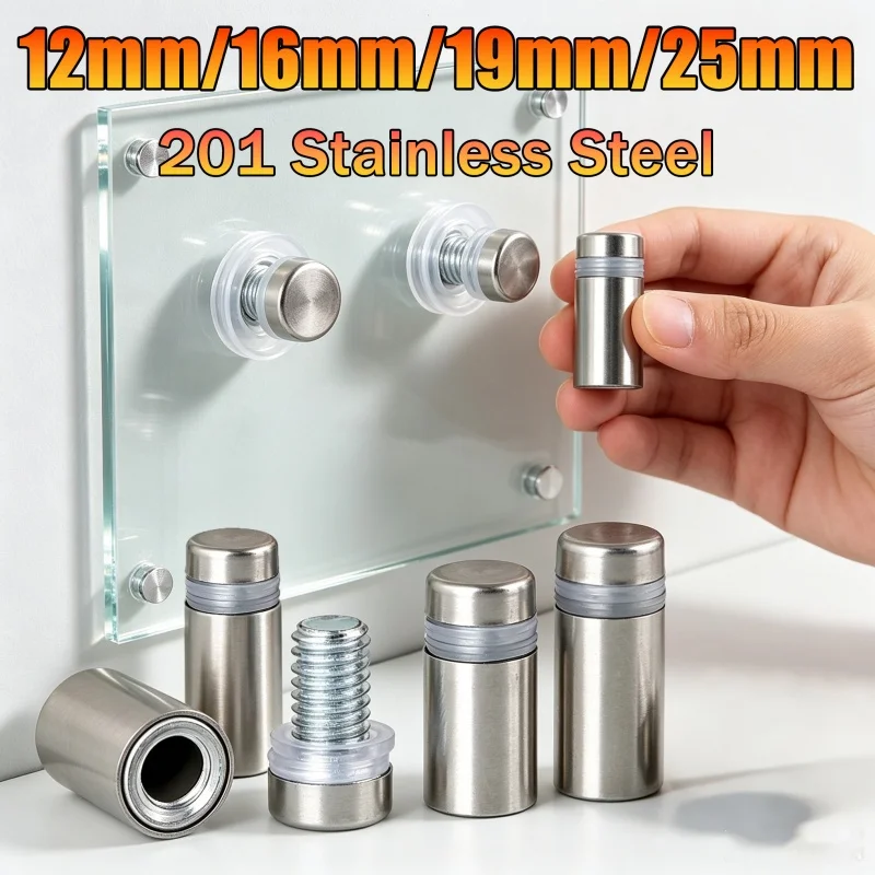 Advertising Nails 12~25mm Stainless Steel Decorative Nail Mirror Nail for Wall Mount Glass/Acrylic Sign Standoff Fixing Screw