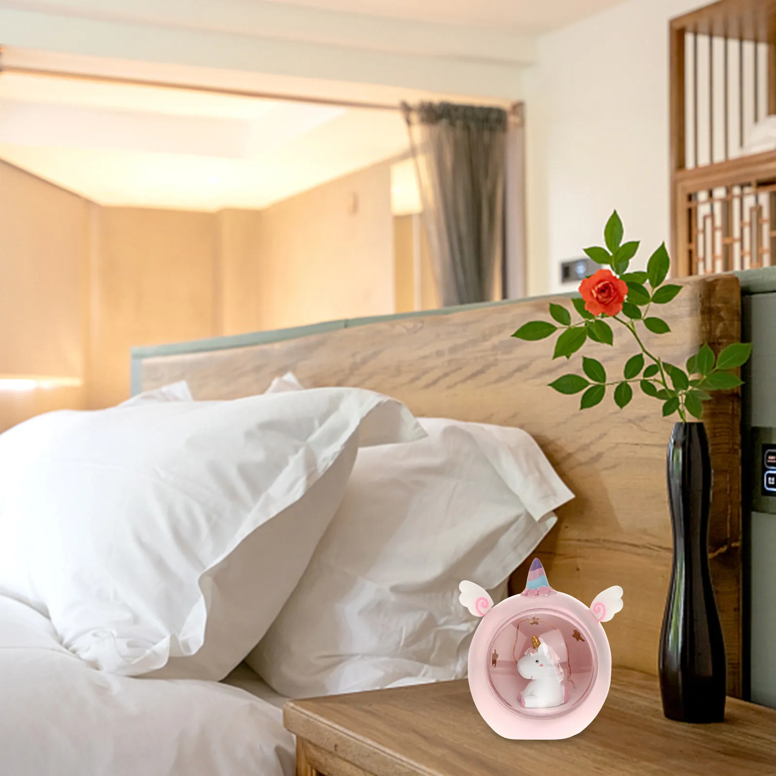 Creative Unicorn Resin Night Light Compact Portable Table Lamp Lovely Adorable Mini Night Light for Home Office