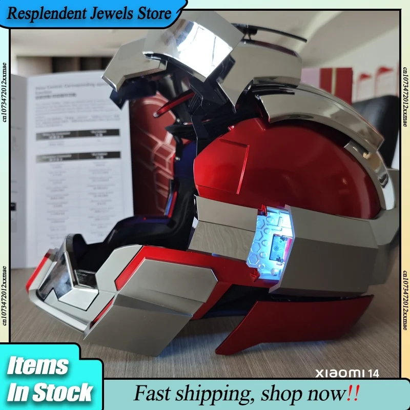 1/1 Iron Man MK17 Halloween Cosplay Mask MK5 Pro Max Helmet Voice Control Model Electric Wearable Open Close Mech Mask Xmas Gift