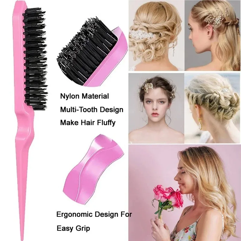 3/10pcs Hair Styling Comb Set Teasing Hair Brush Triple Teasing Comb Rat Tail Combs Edge Brush Hair Tail Tools Braid Tool Loop