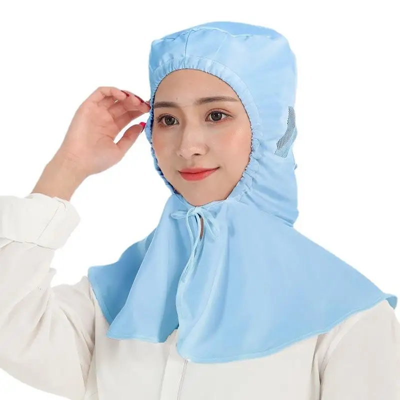 Solid Color Simplicity Food Factory Hygiene Working Hat Workshop Dustproof Shawl Hat Lengthening Protective Breathable Hat