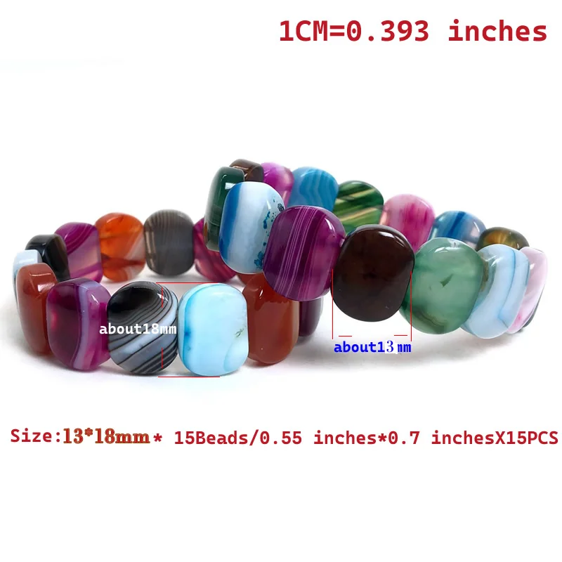 New 13X18MM Natural Agate Crystal Stone Elastic Bracelet for Men and Women Beach Party Charm Fashion Jewelry for Party Gift