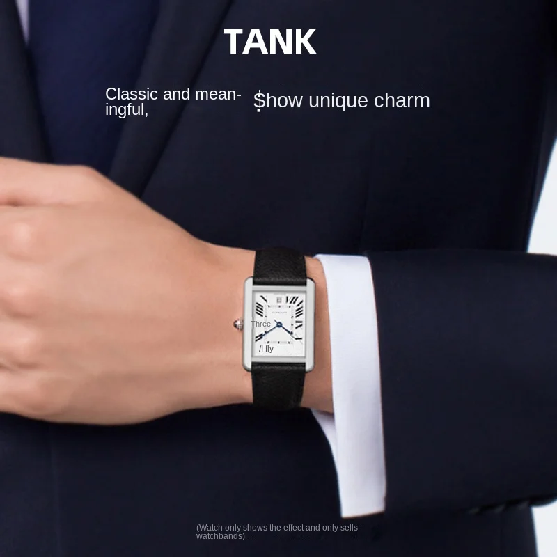 16 17 19 20 22 23 25 مللي متر ل كارتييه تانك لندن جلد طبيعي حزام ساعة اليد الإفراج السريع حزام الساعات للطي دبوس مشبك الرجال النساء