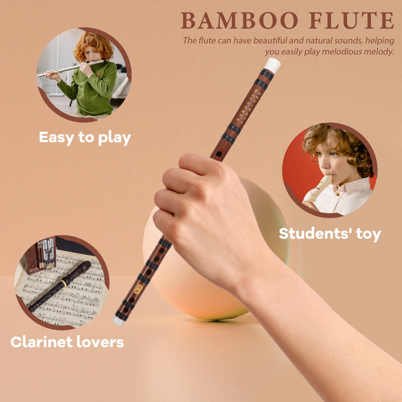 

1 Set Chinese Traditional Bamboo Flute Portable Durable Smooth Student Flute For Kids Adults Beginners Style