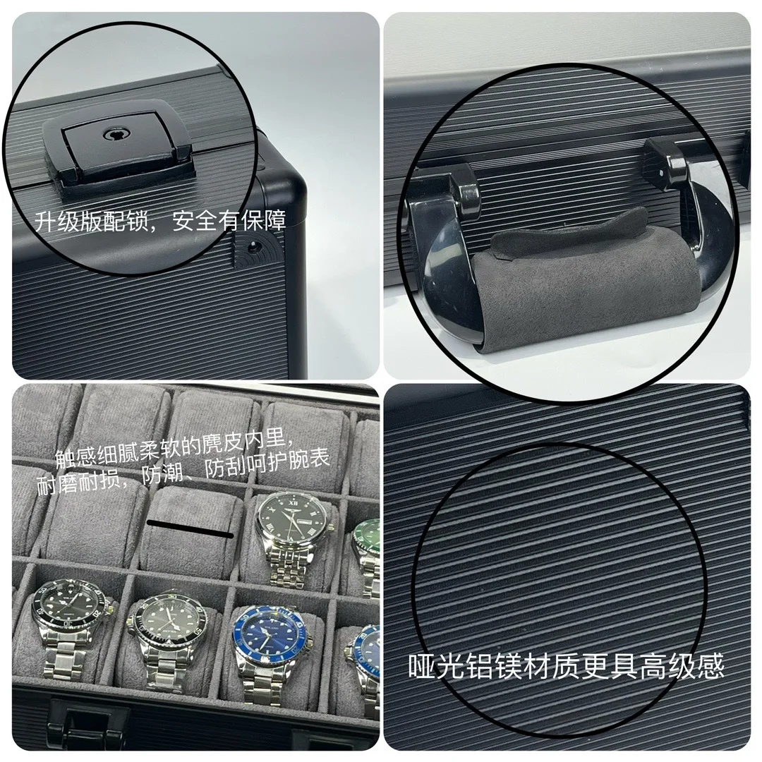 Factory Customized Wholesale Aluminum Alloy Watch Jewelry Storage Box 5/10/15/18/48 Bit Sealed DoubleOpen Green Package New Gift