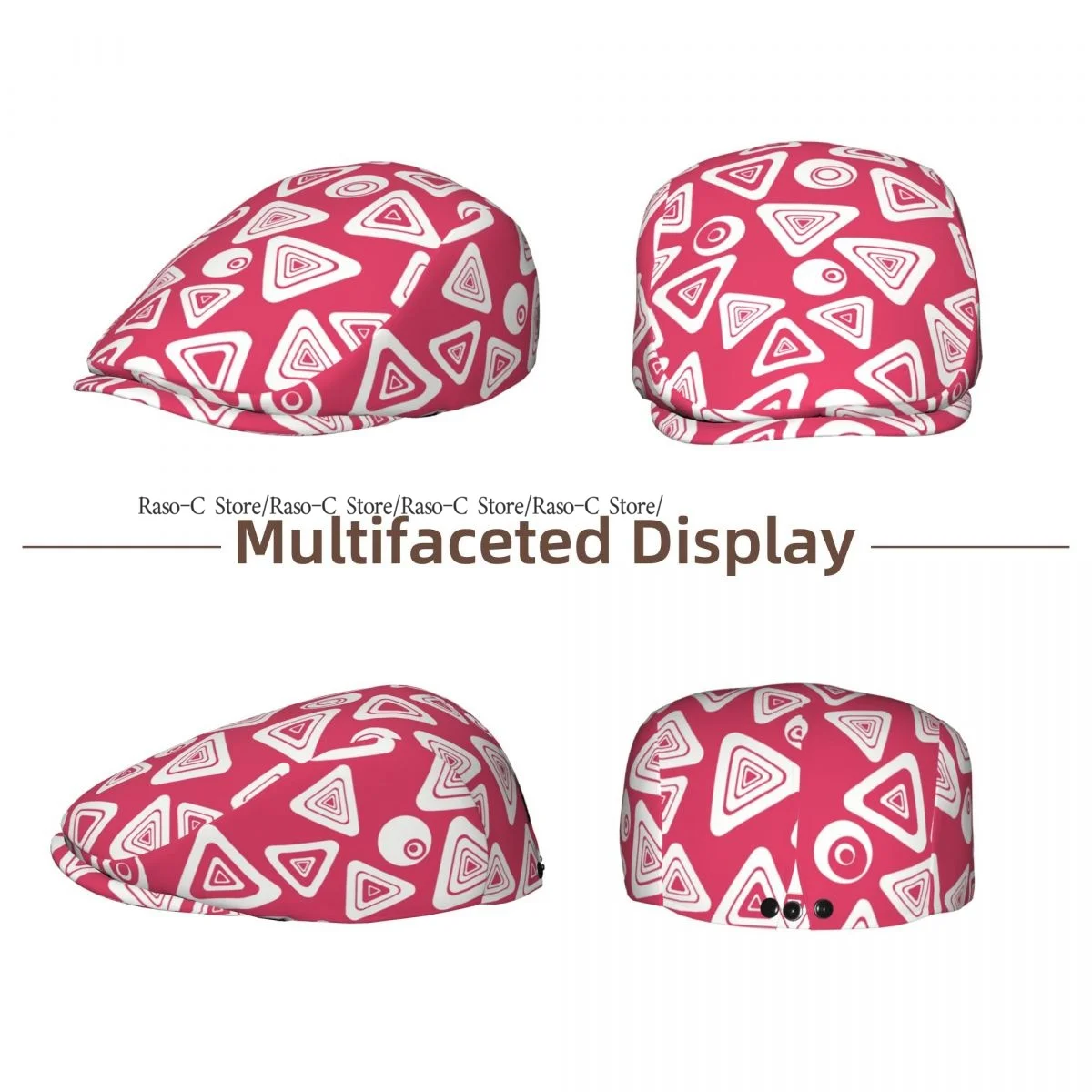 British Gatsby Newsboy Cap For Adults Abstract Pink Triangle Flat Peaked Cap Autumn Winter Beret Hat