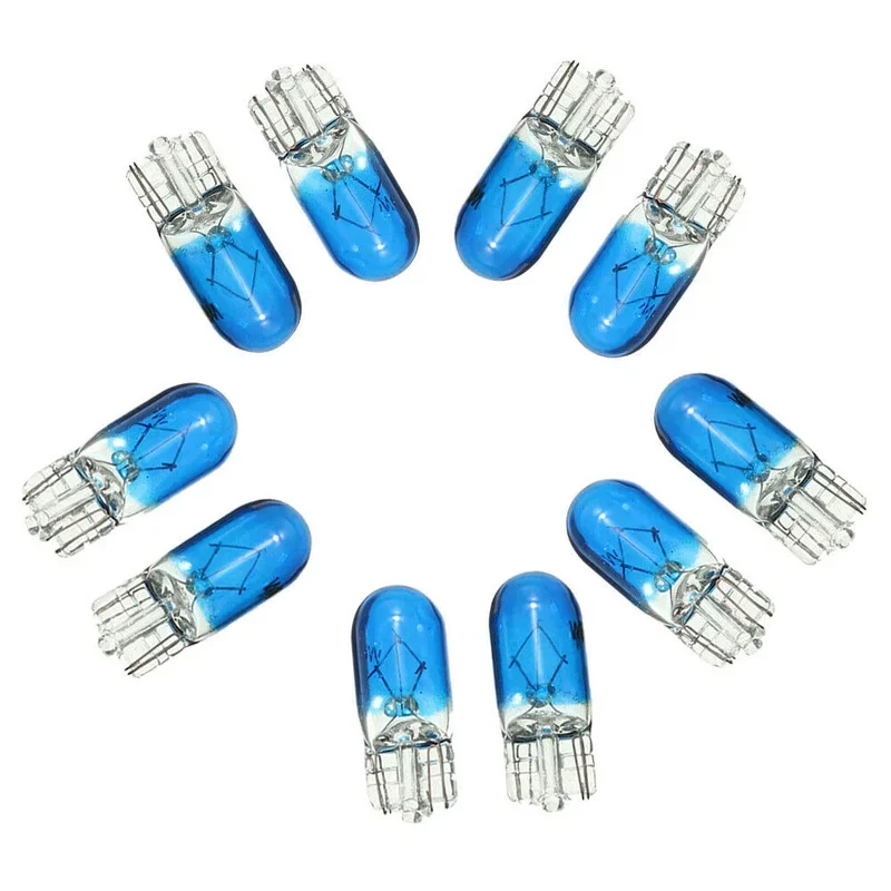 10Pcs T10 501 Blue Car Bulbs Dash Gauge Instrument Indicator Light Wedge Incandescent Lamp Bulbs Car Accessories Interior Parts