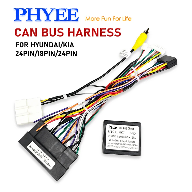 Wiring Harness CAN Bus Decoder, SWC Retention P&P 16Pin Android Adapter, for Hyundai Tucson Elantra Santa Fe, Kia Ceed Sportage
