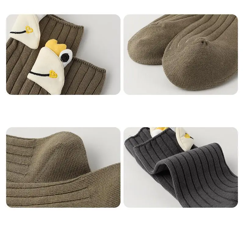 Women Cotton Socks Cute Cartoon Frog Middle Tube Casual Autumn Winter Breathable Socks Kawaii Solid Color Harajuku Female Socks image 4