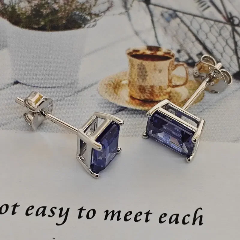 2 Pairs Tanzanite 925 Sterling Silver Earring Jewelry Sets Earring for Women