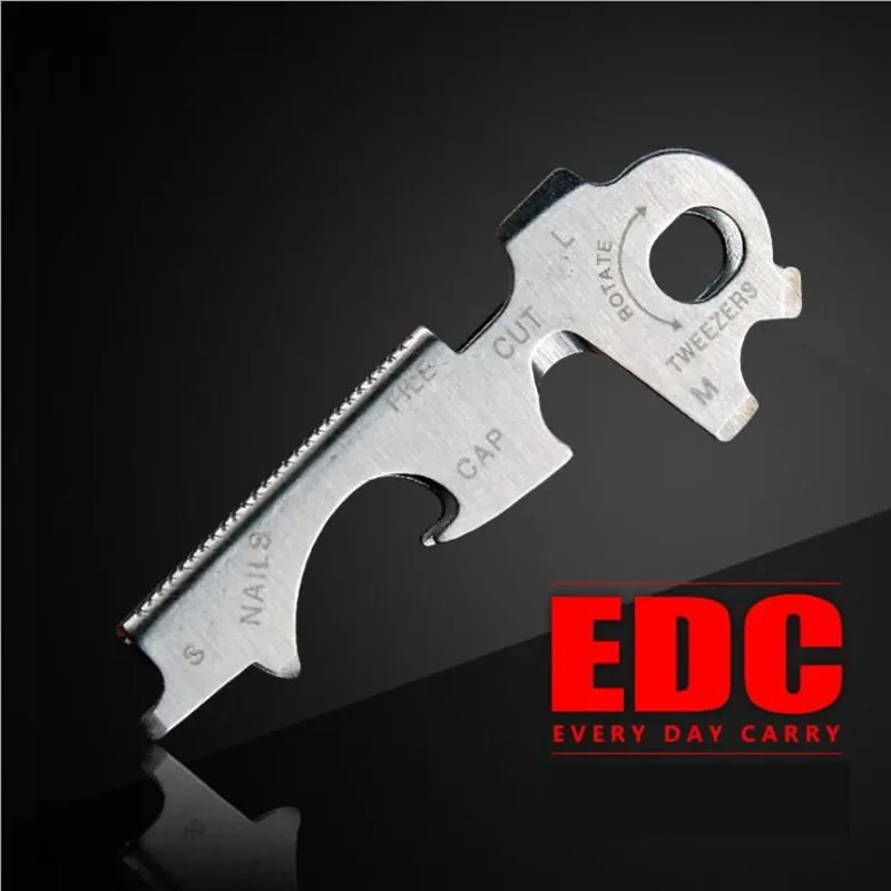 Key Bag Combination Card Edc Tool Hook Stainless Steel 8 In 1 Key Chain Portable Multi-function Key Clip Screwdriver Holder