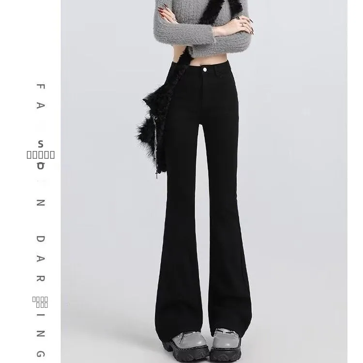 

High Waist Slimming Bootcut Jeans Women's Autumn Winter New Sle Elastic Cotton Denim Pants Straight Leg Casual Trousers