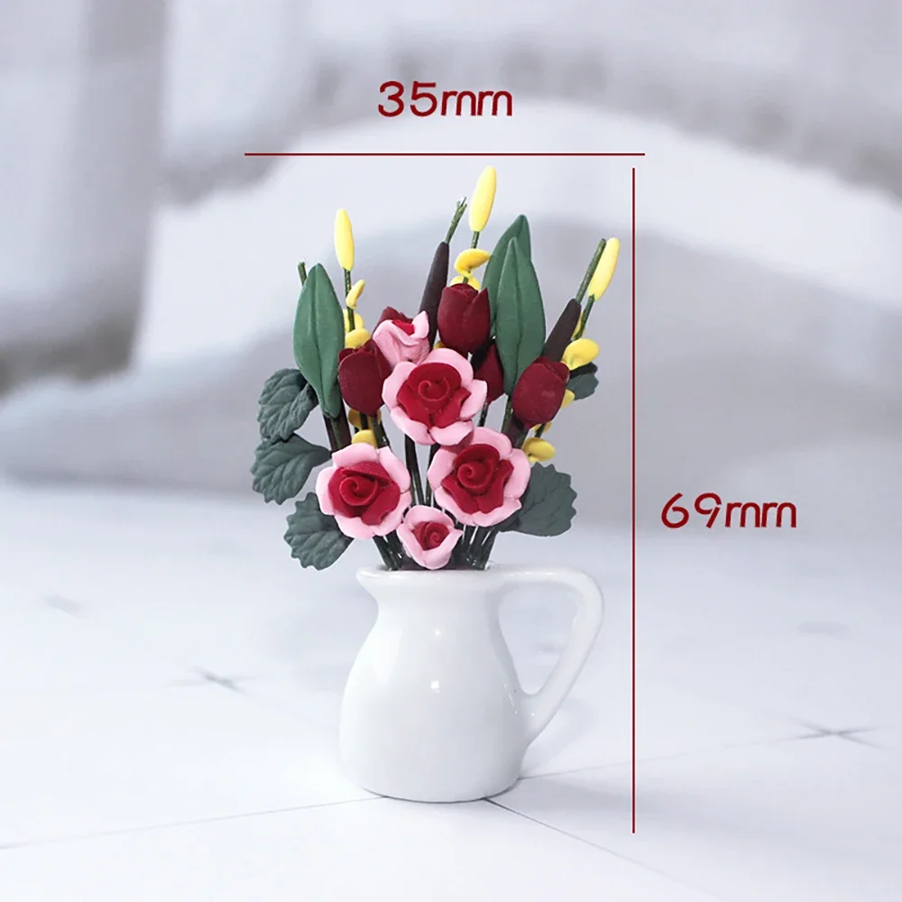 1/12 Dollhouse Miniature Accessories Mini Ceramic Flower Vase Simulation Model Toys for Doll House Decoration ob11