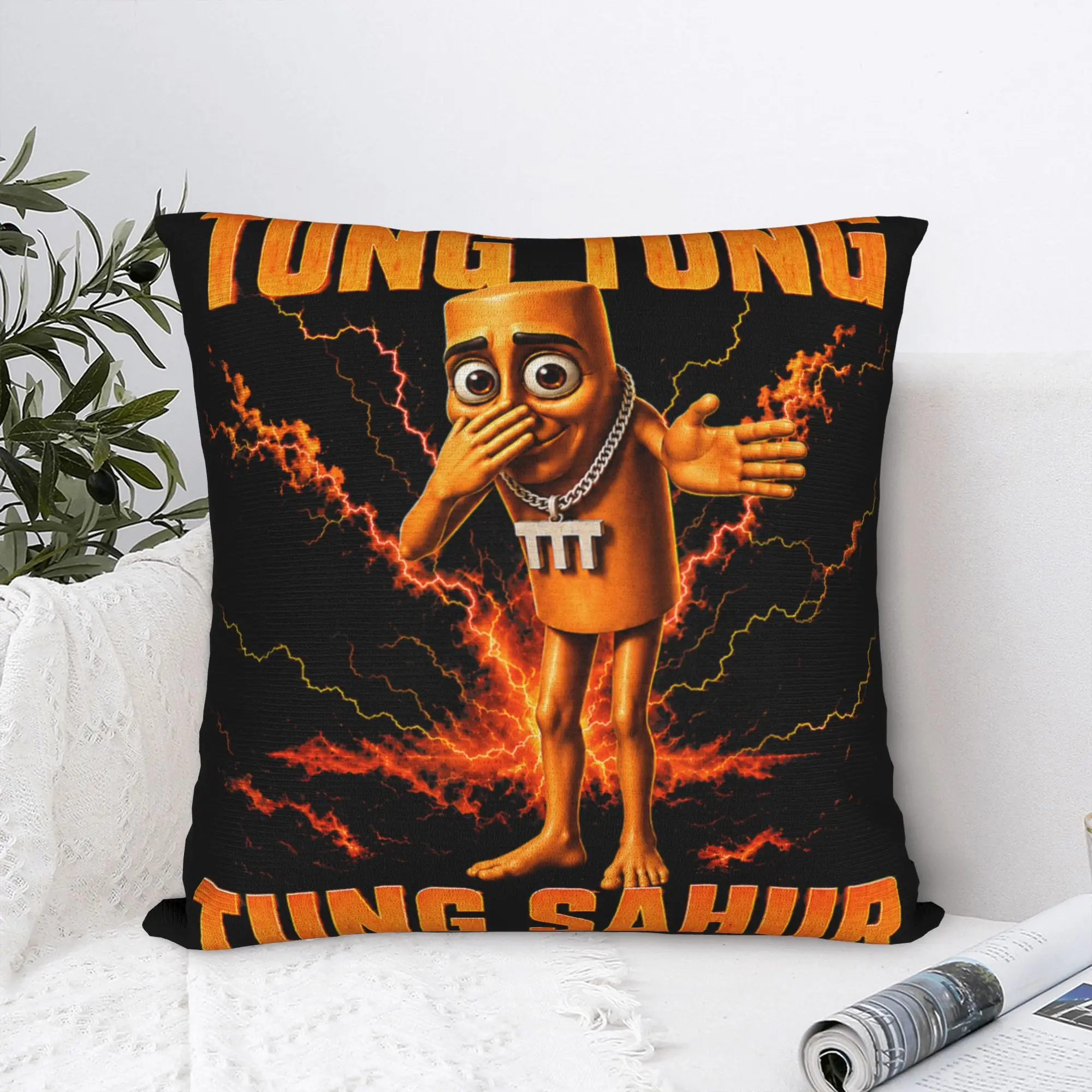 Pillow Case Tung Tung Tung Sahur Triplet Funny Scuba Dance Brainrot Meme Soft  Pillow Cover For Sofa Car Home Decor Pillowcases