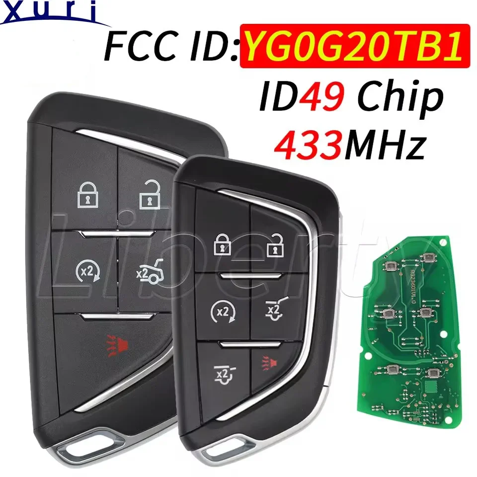 

X uri YG0G20TB1 ID49 Chip 433MHz Keyless Go Proximity Car Remote Control Key Fob For Cadillac Escalade CT4 CT5 2020 2021 2022