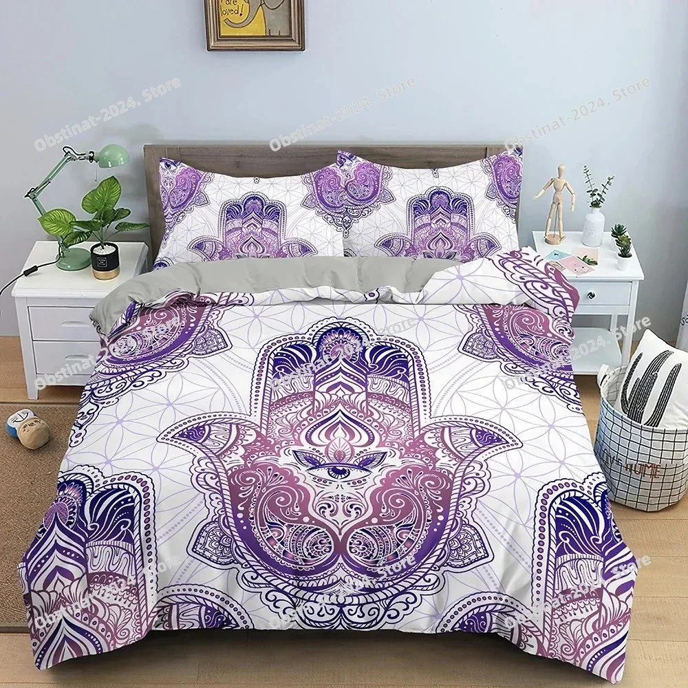

3D Printed Bedding Set Hamsa Hand of Fatima Duvet Cover Set For Bedroom Psychedelic Style Luxury Quilt Cover Home Textile