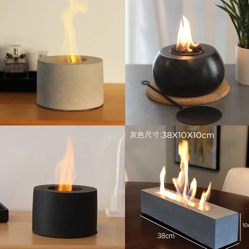 Silicone Mold for Cylindrical Cement Fireplace Geometric Polygon Tabletop Concrete Burner Molds