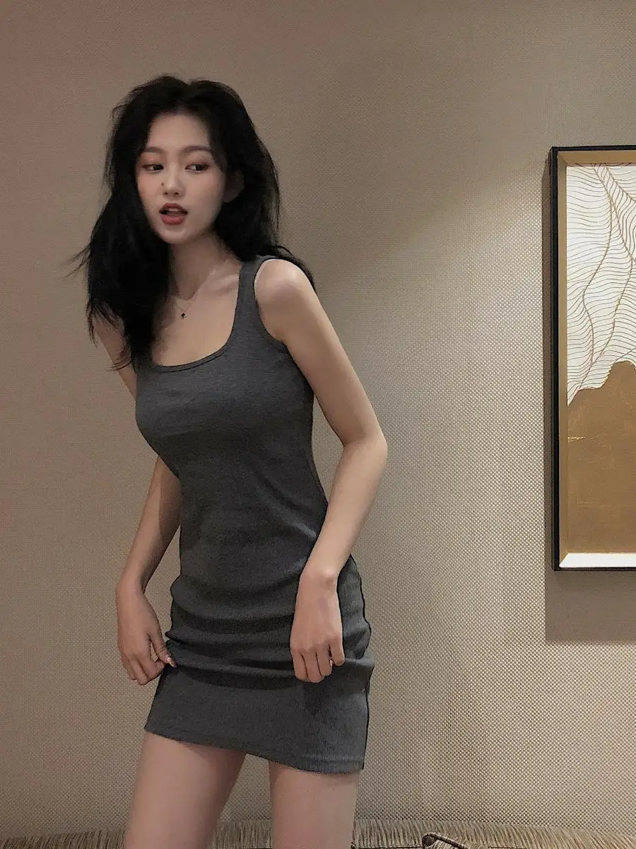 

Summer Sleeveless Slimming Short Dress Women's Wrap around mid Waist A-Line Skirt Hot Girl Casual Commute Style Fashion Dress