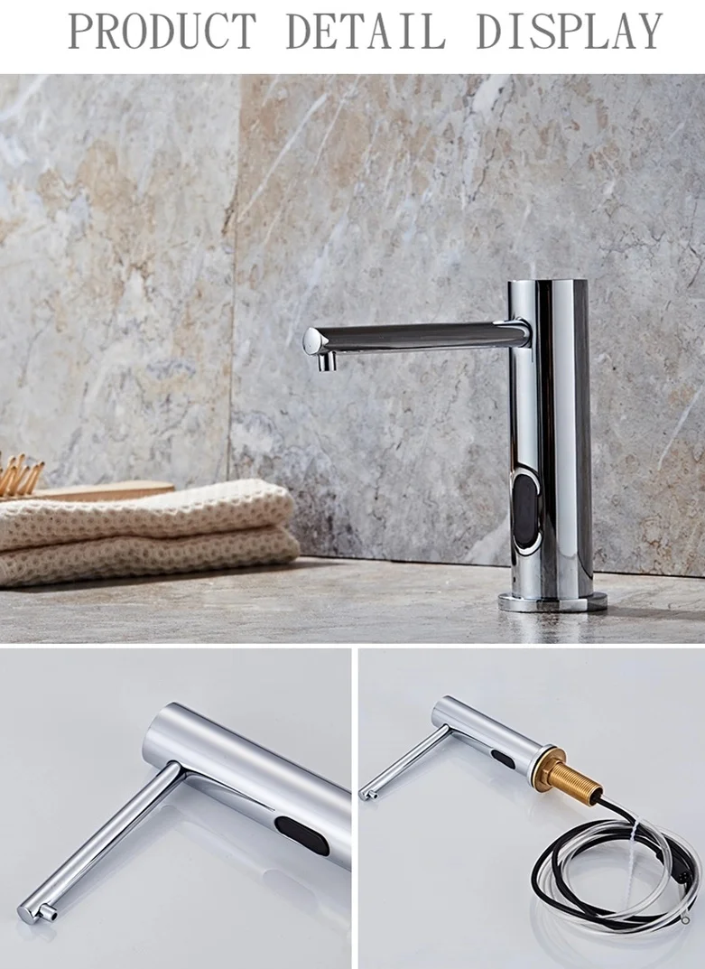 Induction Hand Free Faucet Style Soap Dispenser Liquid Foam Brass Automatic Soap Dispenser