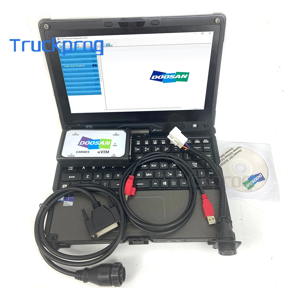 for Doosan uVIM DMS-5 Excavator Forklift Engine Fault Detection DDT CARNICS SCR DPF DCUECUG2 Doosan Diagnostic Tool Getac Laptop
