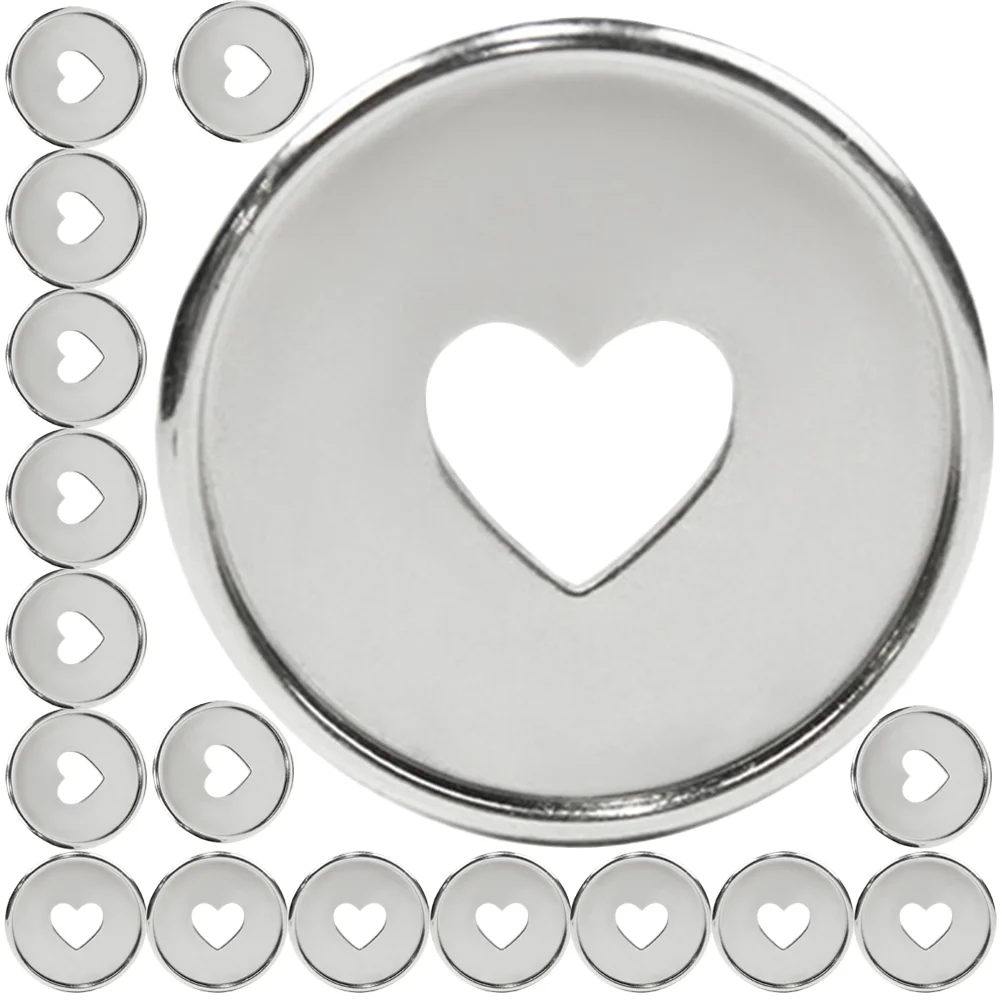 20 Pcs Heart Binding Buckle DIY Binder Buckles Silver Discs Notebooks Large Loose-leaf Binders Abs