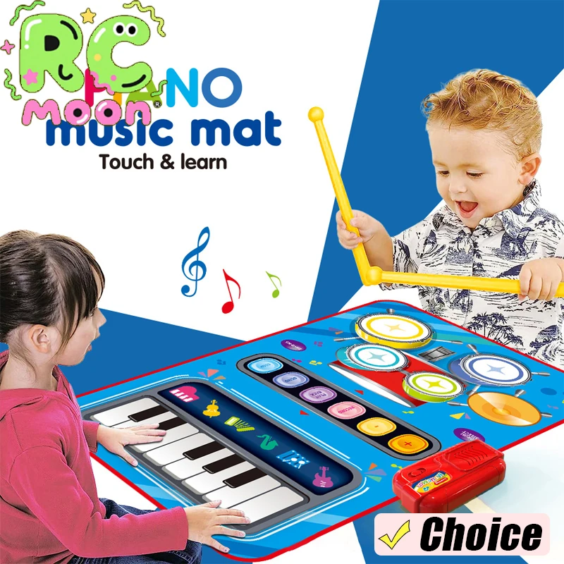 

2-IN-1 Drum Music Blanket Touch And Leam Ssge Waterproof Early Educational Drum Piano Pad Baby Music Mat Toy
