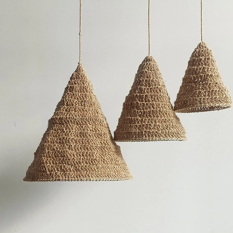Handmade Weave Home Use High Quality Durable Practical Jute Rope Lampshade Bohemian Style Hanging Lamp Shade For Restaurant