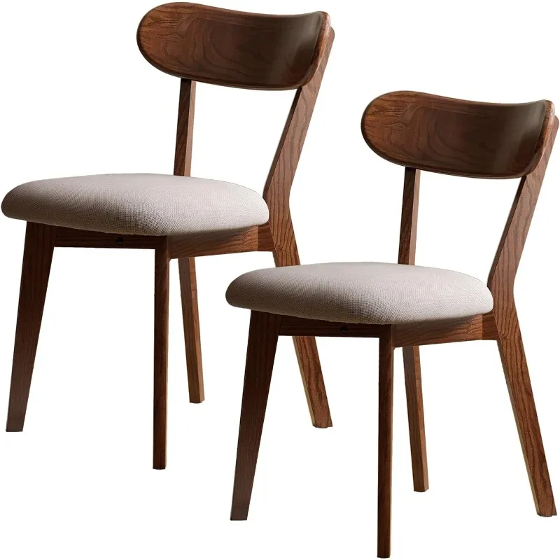 

home.Dark Walnut Dining Chairs Set of 2 - Walnut Finish Padded Upholstered Seats, Mid Century Modern Kitchen Chairs, Sturdy 330l