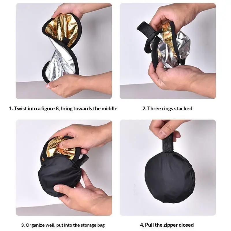2 In 1 Photography Light Reflector Foldable Portable Stable Performance for Outdoor Studio Portrait Cosmetic Shooting