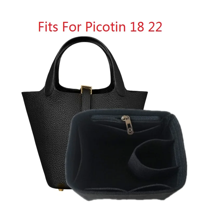 For H Picotin18 22 26 Felt Cloth Insert Bag Organizer Makeup Bucket Organizer Travel Inner Purse Portable Cosmetic Bags