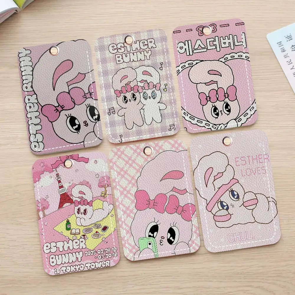 Cute Esther Bunny Rabbit Anime Holder Keychain With Keychain For Access Card Bus Pass & Card Credit ID Bank Card Protective Case