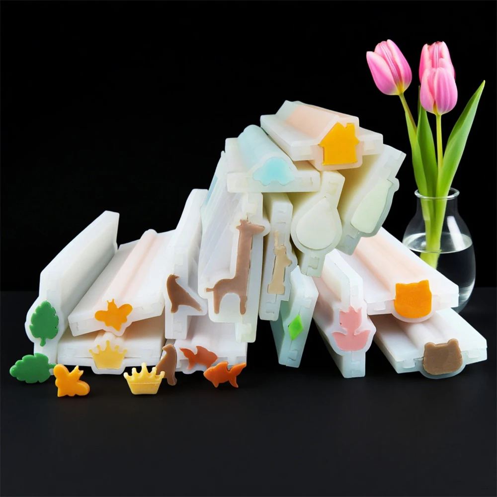 Cartoon Tier Katze Bär Seife Lange Röhre Silikon Form Tulpe Kerze Form DIY Automobil Seife Silikon Rohr Form Kuchen Dekor