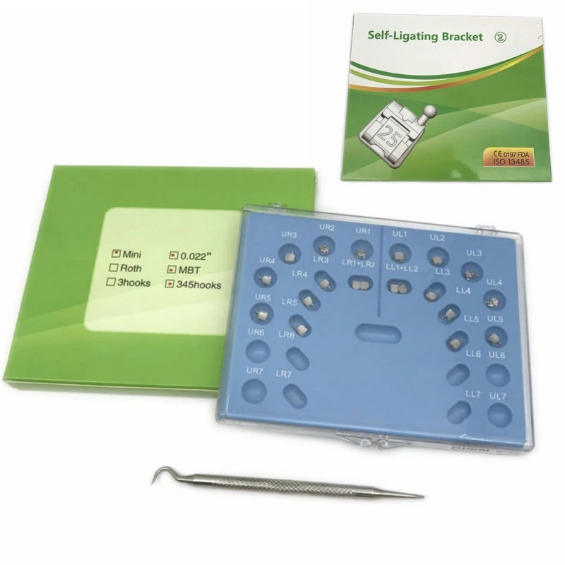 Dental Self-ligating Bracket Braces Mini Roth/MBT 022 Hooks 3-4-5 Dental Orthodontic Material