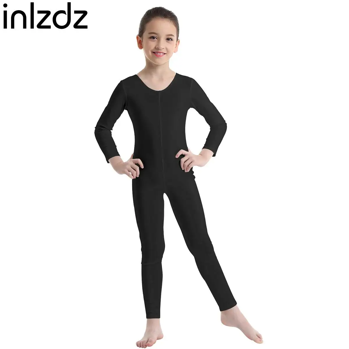 

Kids Girls Long Sleeves Ballet Tight Jumpsuit Dance Performance Costumes Gymnastics Solid Color Leotard Unitard Dance Wear