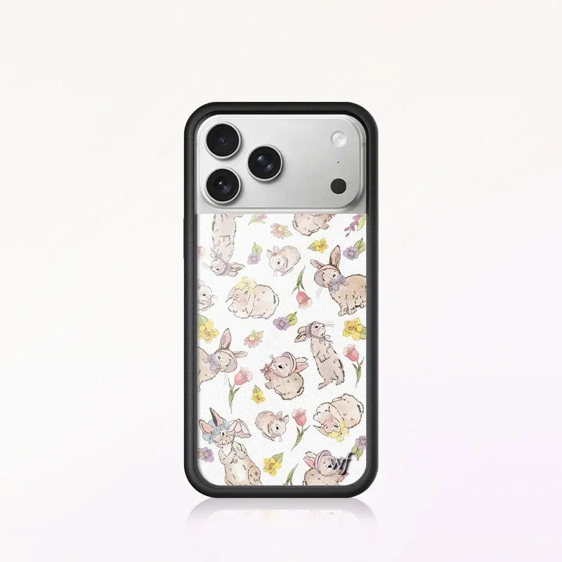 New Wildflower INS 3D WF Bow Little deer Phone Case for iPhone 17 13 12 14 15 16 Pro Max Plus Cute Rabbit Cat swan WF Cover﻿﻿﻿﻿