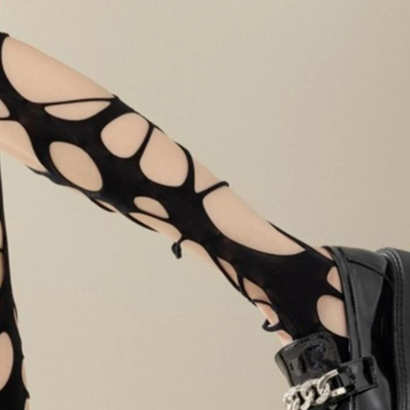 

Женские рваные носки до бедра, ажурные чулки, субкультурные носки выше колена 15UB