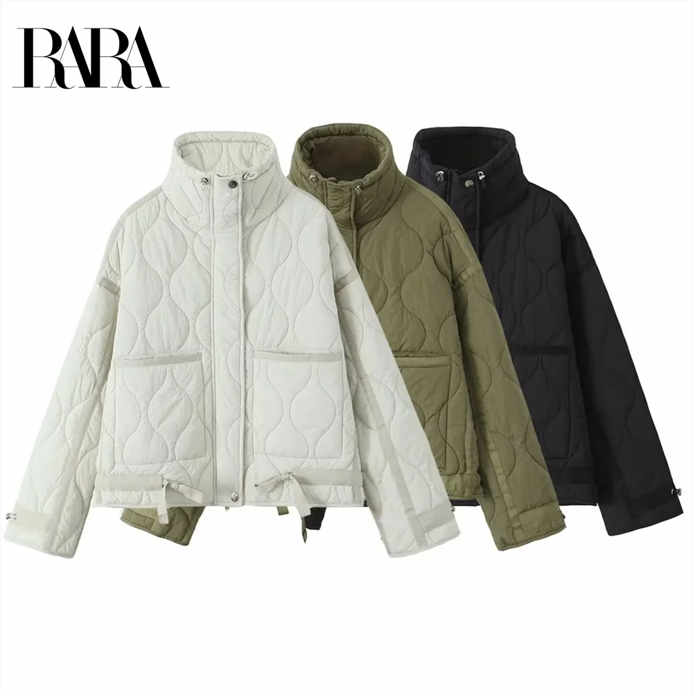 2024 RARA loose versatile warm long-sleeved cotton jacket autumn and winter new women's double pocket jacket