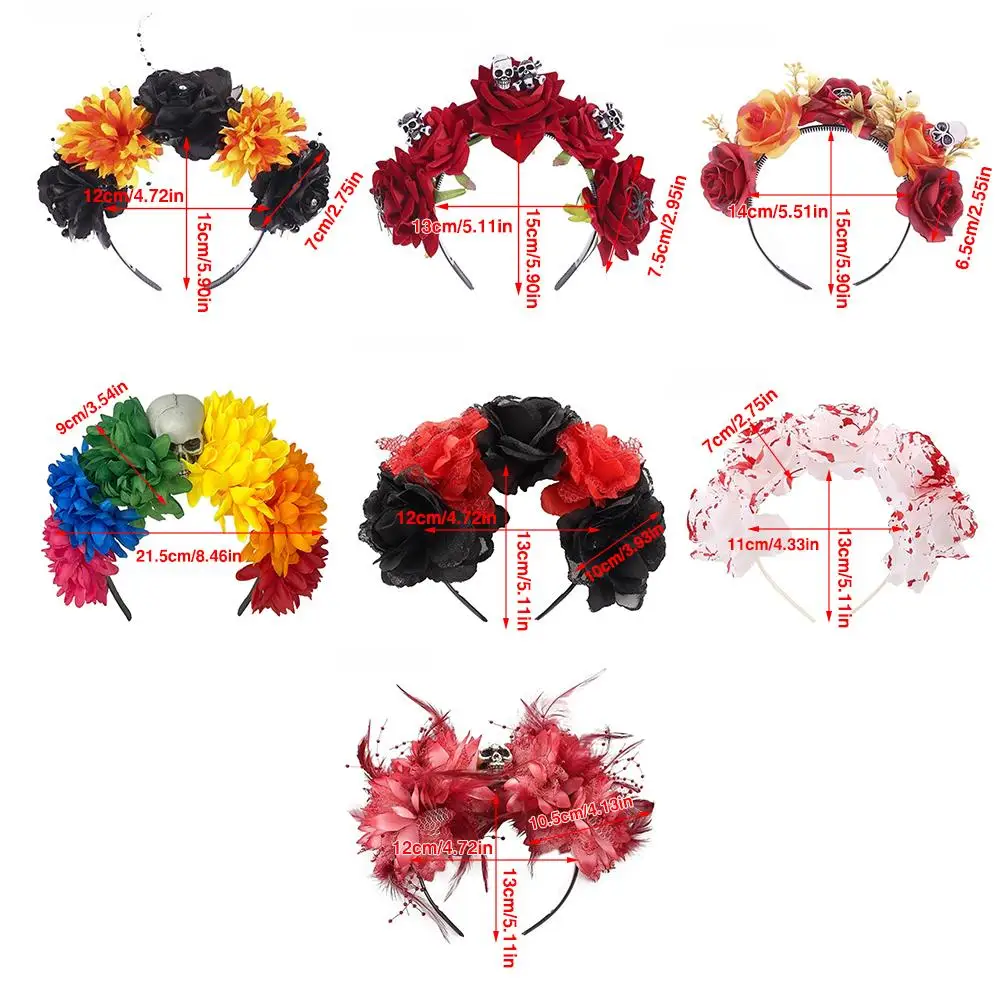 الرجعية العنكبوت الجمجمة هالوين خوذة حزب زي إكسسوارات الشعر زهرة عصائب ماردي غرا القبعات للنساء #5