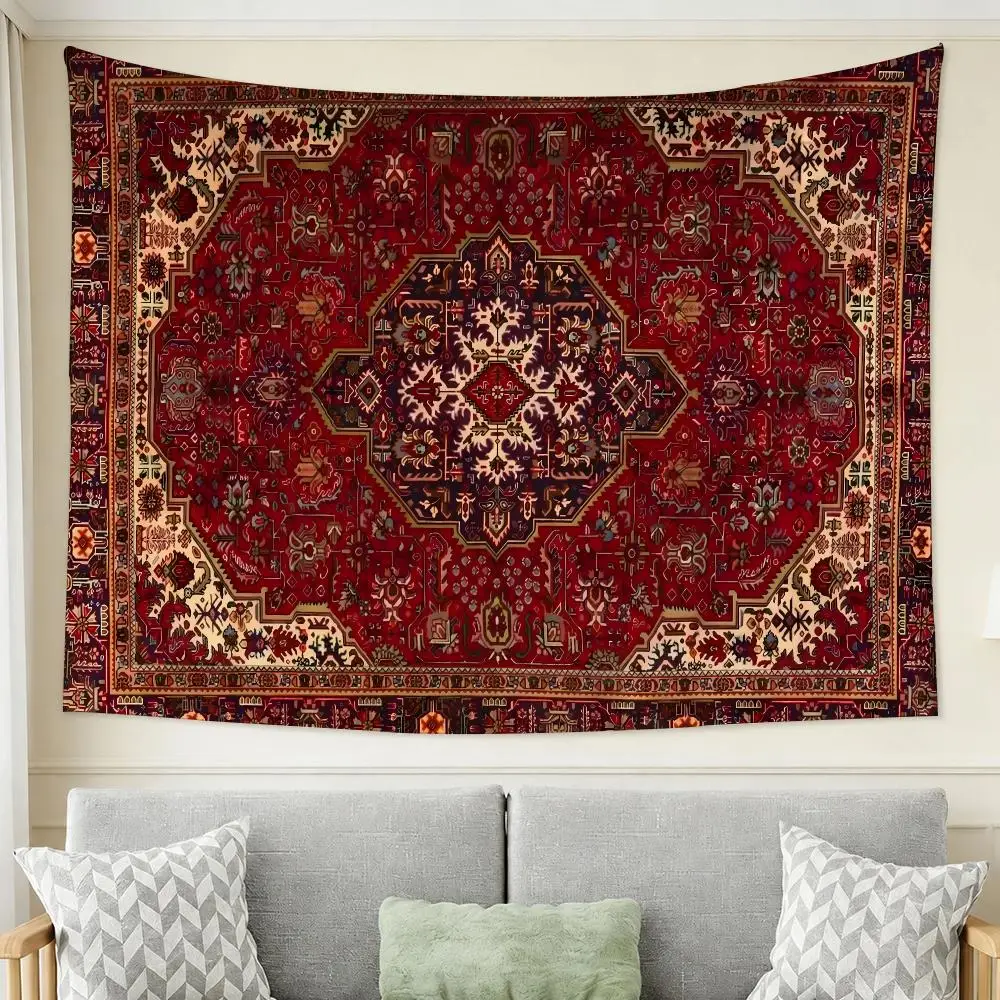 Red Kilim Pattern Tapestry Tapestry Wall Hanging For Bedroom Dorm Living Room Decor Aesthetic