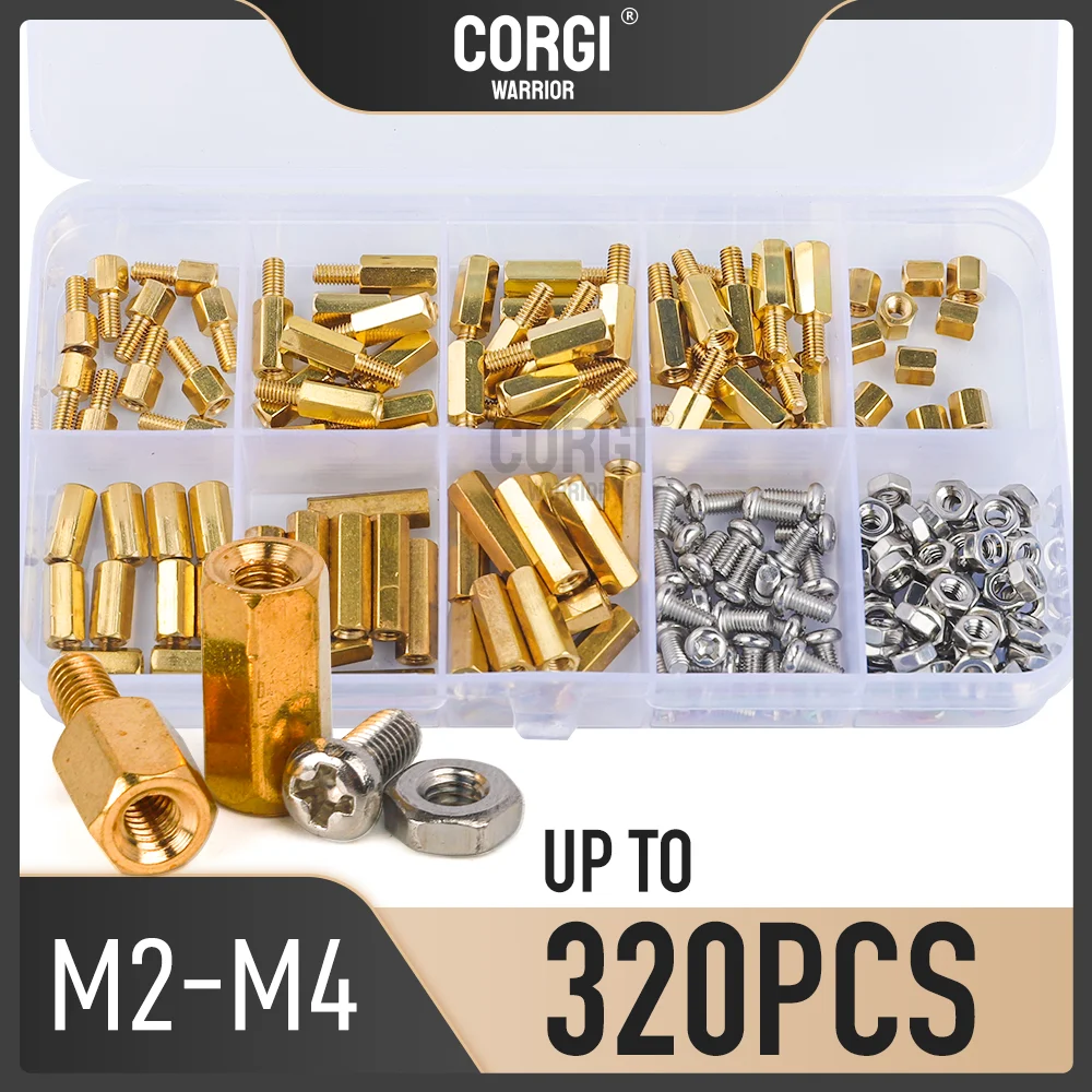 Brass Hex Spacer Standoffs Assortment Kit M2 M2.5 M3 M4 up to 320 Motherboard Standoff Nuts Hex Male Female Screws Nuts for PCB