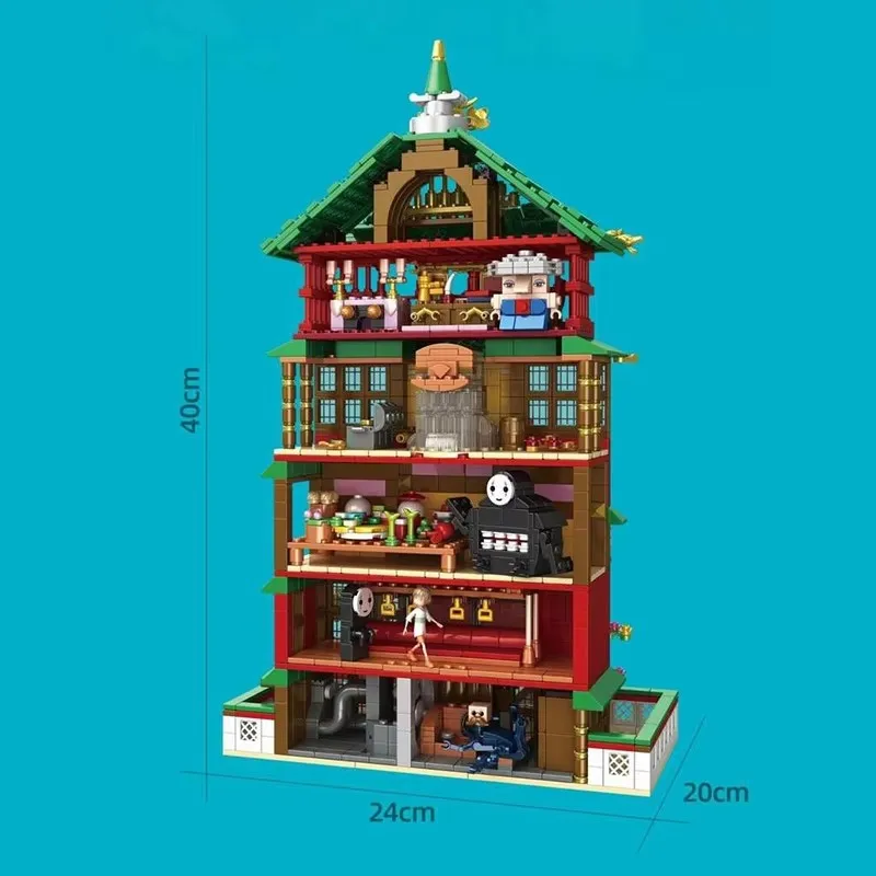 WGC 66032 Mysterieuze Stad Olie Huis Soep Oma Hot Spring Resort street view Model DIY Speelgoed Bouwstenen 1868 Stuks